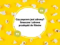 Czy popcorn jest zdrowy? Puszyste ziarna kukurydzy na żółtym tle, idealne jako smaczna i zdrowa przekąska do filmów.