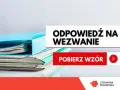 Stos dokumentów i segregatorów, tekst "ODPOWIEDŹ NA WEZWANIE", "POBIERZ WZÓR". Pomoc w sprawach horyzont windykacja.