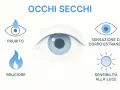 Occhi secchi: prurito, bruciore, sensazione di corpo estraneo e sensibilità alla luce.