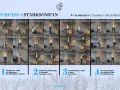 En kvinna utför olika övningar med hantlar, bland annat utfall med hantlar, som en del av ett gympass.