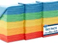 Tre staplar färgglada mikrofiberdukar i ett storpack om 150. Perfekta för all sorts städning.