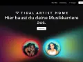 Tidal Artist Home: Hier baust du deine Musikkarriere aus. Zwei Künstlerinnen, eine rote und eine blaue Aura, laden zur Registrierung ein.