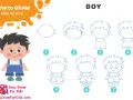 Un dessin personnage facile de garçon, étape par étape. Apprenez à dessiner un adorable petit garçon avec ce tutoriel simple.