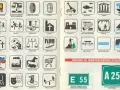 Segnaletica stradale: icone per merci pericolose, scuola, ospedale, zoo, musei, aree naturali e autostrade, come da regolamento codice della strada.