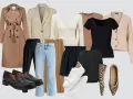 Elegancki strój do szkoły: trencz, marynarka, spodnie, jeansy, spódnica, bluzki, sweter, kardigan, mokasyny, sneakersy i baleriny w panterkę.