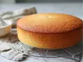 Un délicieux gâteau sans levure, doré et moelleux, refroidissant sur une grille. Une touche de sucre glace est visible dans un bol.