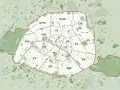 Mapa Paryża z zaznaczonymi dzielnicami (arrondissements). Plan pomoże Ci zdecydować, gdzie spać w Paryżu, wybierając najlepszą lokalizację.