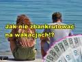 Para siedząca nad wodą, z pieniędzmi w ręku.