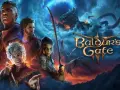 Personajes de Baldur's Gate III, con dragones y un cielo tormentoso.