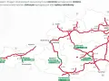Mapa Austrii z zaznaczonymi trasami. Czerwone drogi wymagają winiety, zielone opłaty odcinkowej. Sprawdź e-winieta Austria cena przed podróżą.