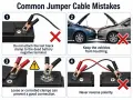 Learn which jumper cable goes on first by avoiding common mistakes: don't attach the last black clamp to the dead battery's negative terminal.