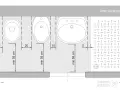 Schema con WC, bidet, lavabo e piatto doccia. Indica le dimensioni minime bagno per un corretto posizionamento.