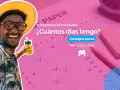Hombre sonriente con sombrero de paja y gafas de sol, sosteniendo una bebida. El fondo muestra un calendario rosa con la pregunta "¿Cuántos días tengo?" y la frase "con cuántos días de antelación hay que pedir asuntos propios".
