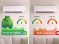 Comparativa de aire acondicionado: split inverter con menor consumo energético frente a split convencional de mayor consumo.