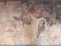 Affresco rovinato, forse dal Fondaco dei Tedeschi, con figura di donna in drappeggio, stile Tiziano.