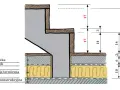 Przekrój schodów betonowych z wymiarami: wysokość stopnia 17 cm, grubość konstrukcji 32 cm.