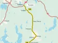 Mapa z zaznaczonymi trasami rowerowymi w okolicach Olsztyna. Widoczne miejscowości: Bartążek, Zazdrość, Nowy Ramuk, Pokrzywy, Butryny.