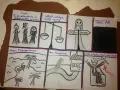 Komiks o Syzyfie: Sąd, waga czynów, rozdroża do Tartaru, Wyspa Błogosławionych, Pola Elizejskie i Hades.