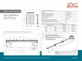 Karta techniczna dachówki celtyckiej z wymiarami, zaleceniami pochylenia połaci i rozstawem łat.