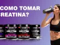 Mujer bebe creatina de un shaker. ¿Cómo tomar creatina para construir músculo? Variedad de sabores de creatina Stark Labs.