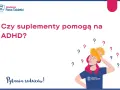Rodzice zastanawiają się, czy suplementy pomogą na ADHD. Ilustracja przedstawia zamyśloną osobę z dzieckiem na ramionach, otoczoną znakami zapytania.