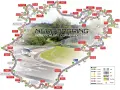 Mapa del Nürburgring con indicaciones de marchas y consejos para las curvas. ¡Un desafío para las 24 horas!