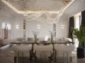 Nowoczesny salon z designerskim sufitem napinanym. Wady? Brak! Tylko elegancja i światło.