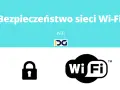 Ikona kłódki symbolizuje klucz zabezpieczeń sieciowych, obok logo Wi-Fi.