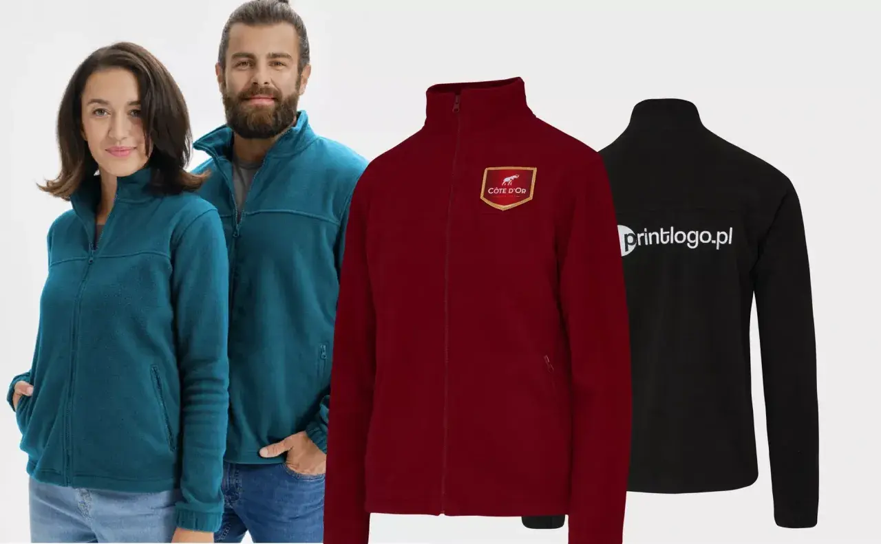 Para idealna do pracy: damski i męski polar z logo firmy. Dostępne w różnych kolorach, idealne na chłodne dni.