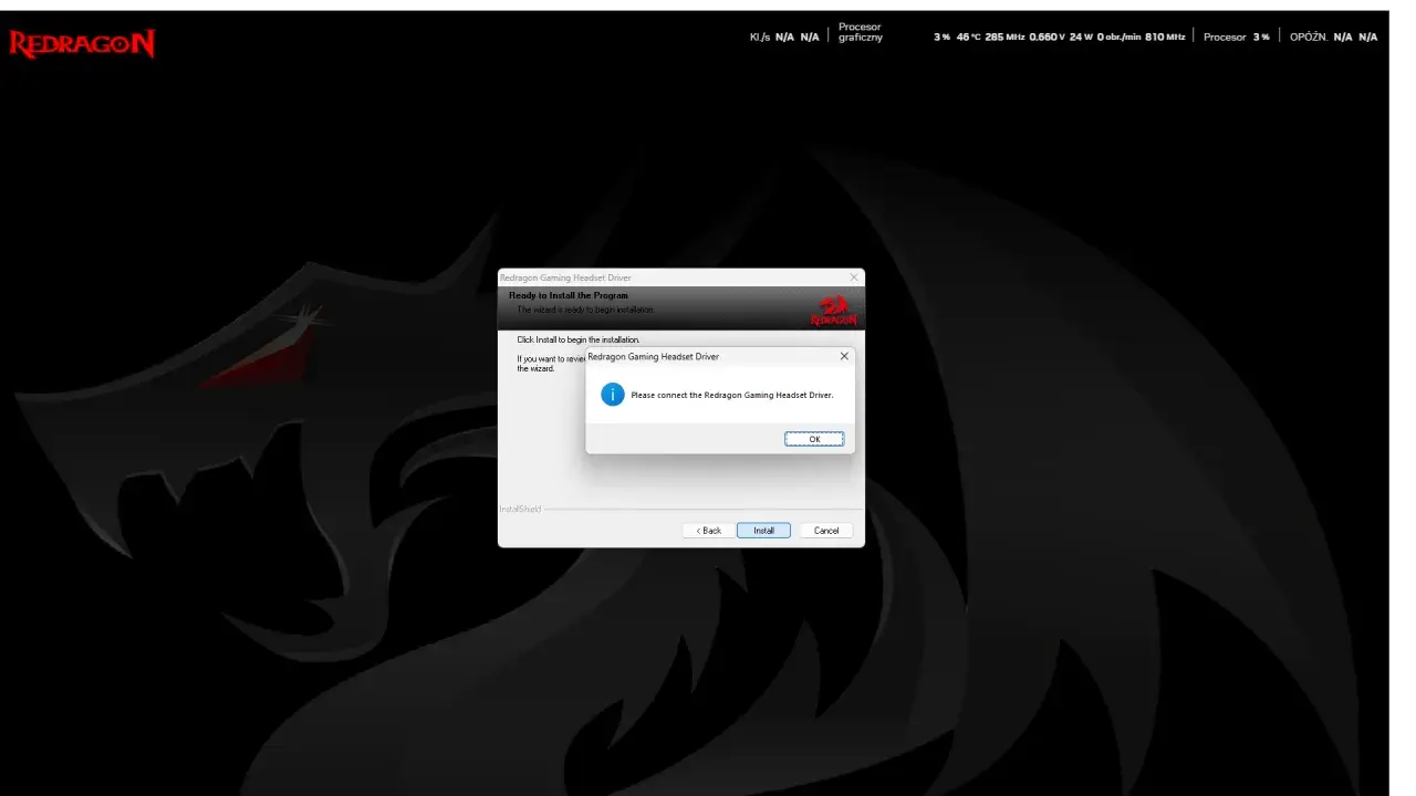 Instalator Redragon Gaming Headset Driver. Aby zaktualizować sterowniki, podłącz urządzenie i kliknij "Install".