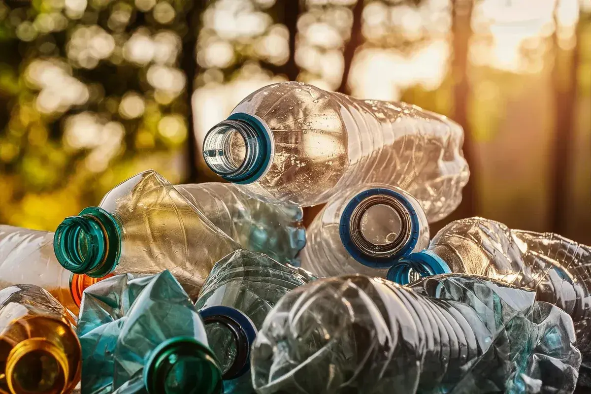 Stos plastikowych butelek czeka na recykling. Czy system kaucyjny za odpady budowlane na działce zostanie wprowadzony w 2026?