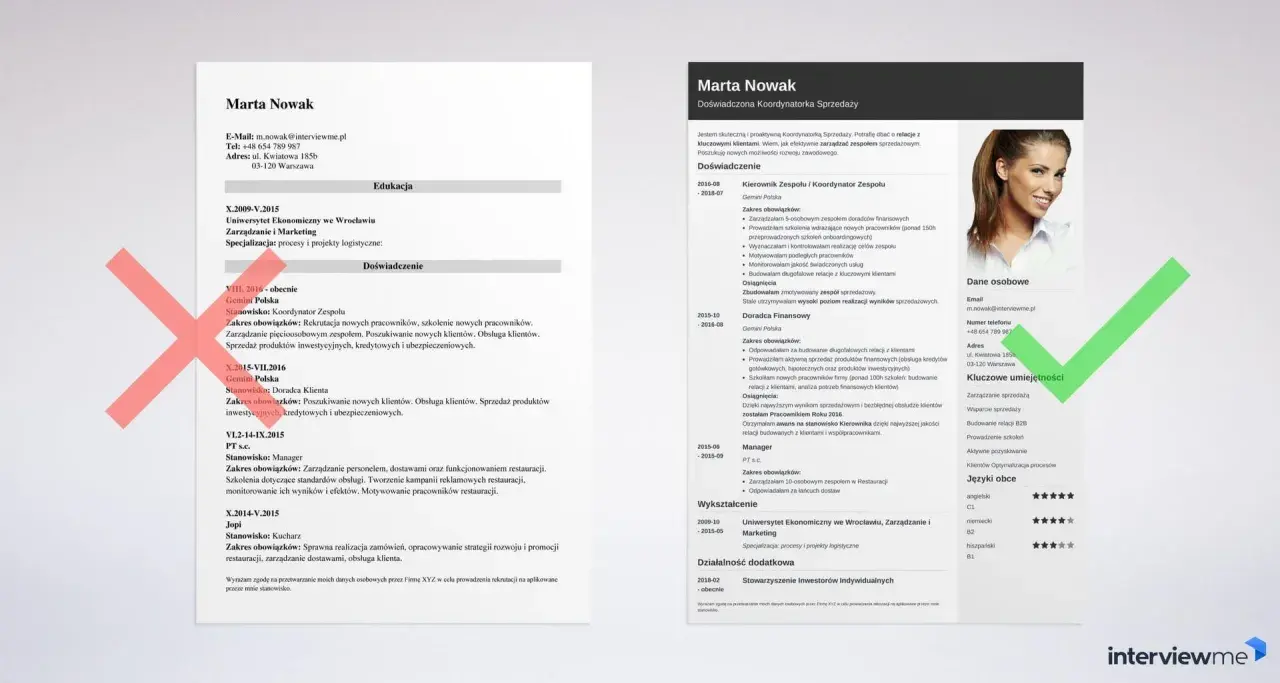 Umiejętności twarde do CV Marty Nowak obejmują zarządzanie sprzedażą, budowanie relacji B2B i prowadzenie szkoleń.