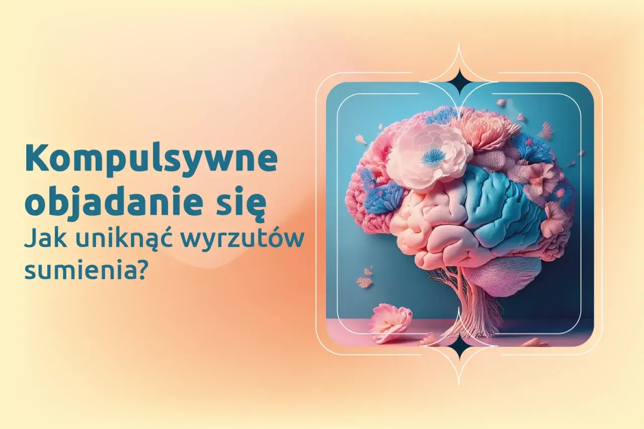 Mózg ozdobiony kwiatami symbolizuje walkę z kompulsywnym objadaniem się i poszukiwanie spokoju.
