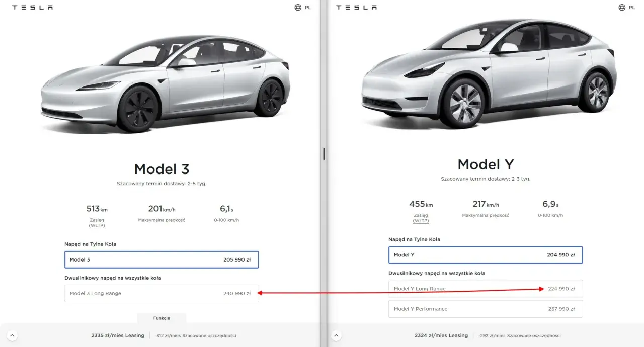 Porównanie modeli Tesla: Model 3 i Model Y. Sprawdź aktualną tesla cena i specyfikacje.
