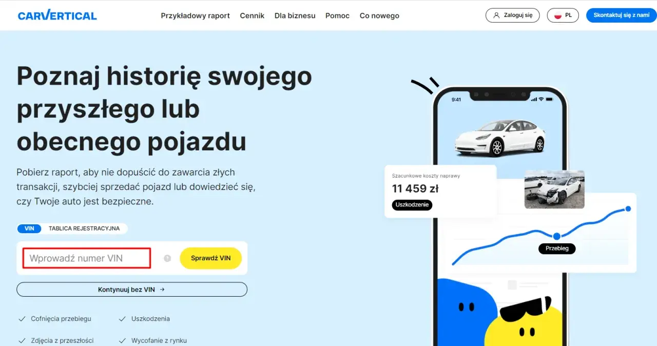 Sprawdź historię pojazdu na Carvertical. Opinie o serwisie potwierdzają jego przydatność przy zakupie auta. Wpisz VIN, by poznać przeszłość pojazdu.