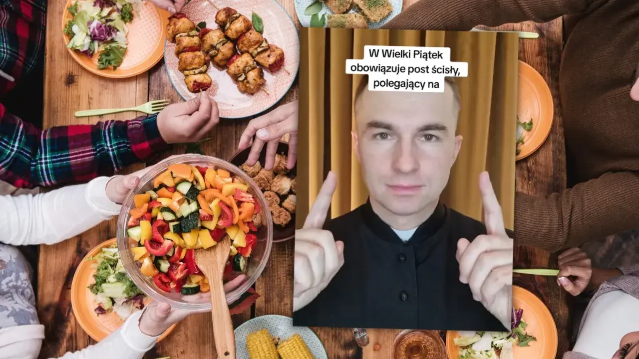 W Wielki Piątek obowiązuje post ścisły. Na stole sałatka, szaszłyki i kukurydza.