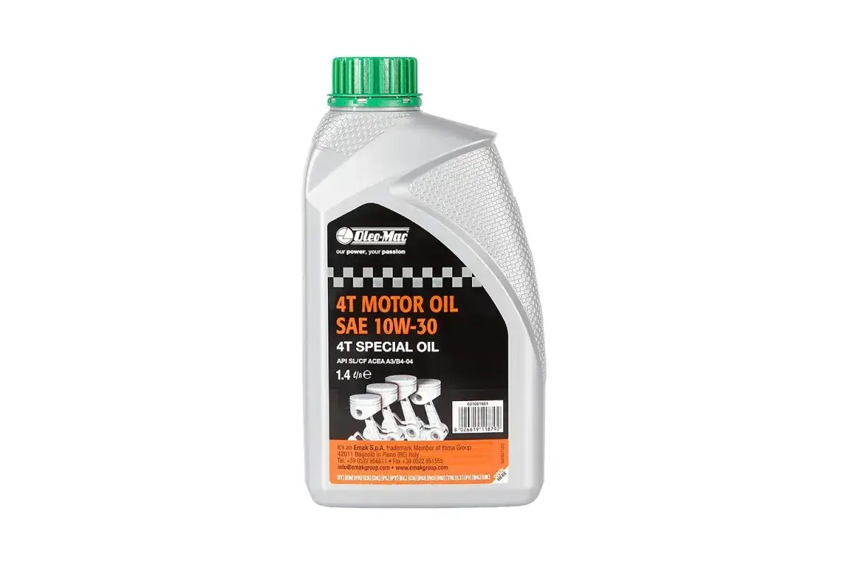 Olej silnikowy Oleo-Mac 10W-30, 4T Special Oil. Jaki to olej? To wysokiej jakości olej do czterosuwowych silników, zapewniający optymalną ochronę.
