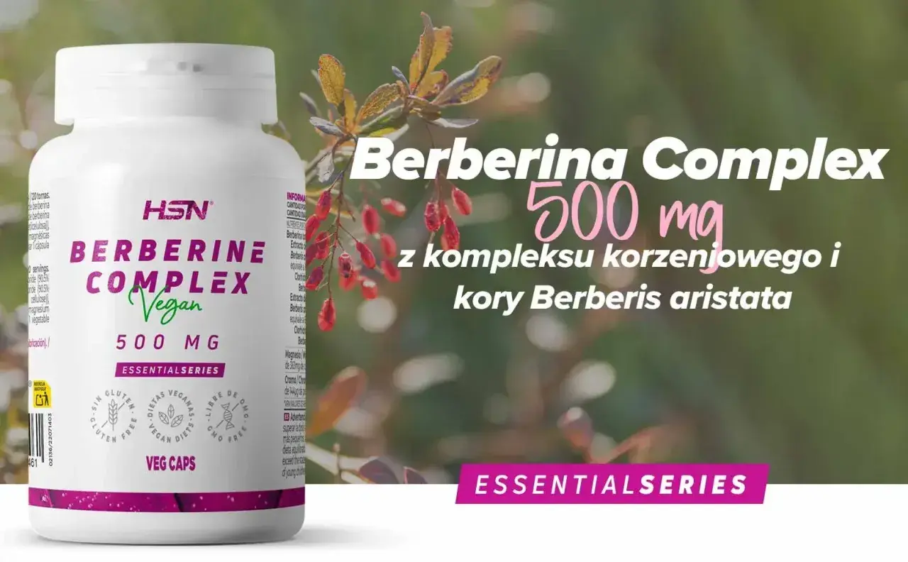 Berberine Complex 500 mg z korzenia i kory Berberis aristata. Opakowanie suplementu diety.
