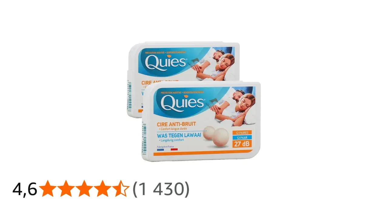 Deux boîtes de boules quies en cire anti-bruit, pour un sommeil paisible sans danger de dérangement sonore.