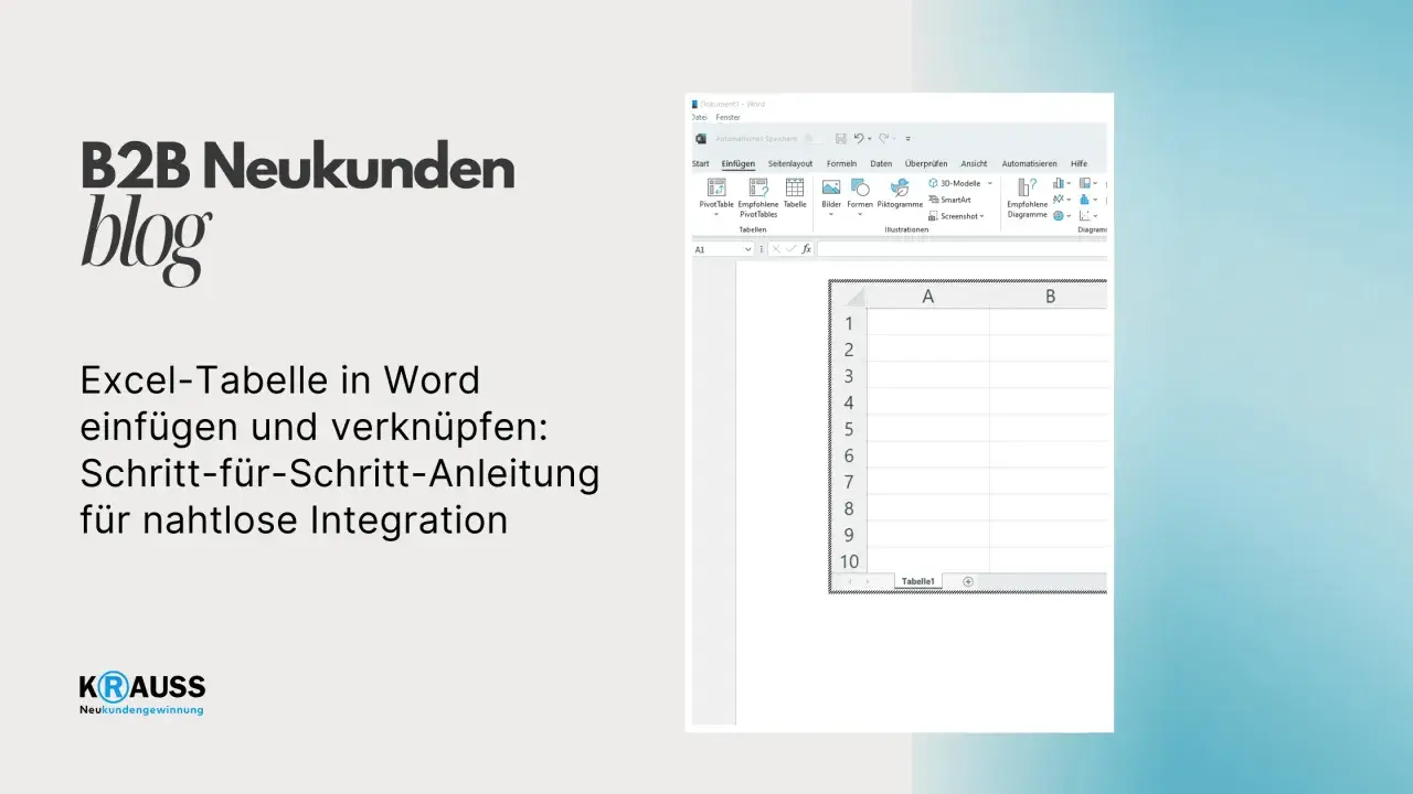 Anleitung: Excel-Tabelle in Word einfügen und verknüpfen. Word-Oberfläche mit eingefügter Excel-Tabelle.