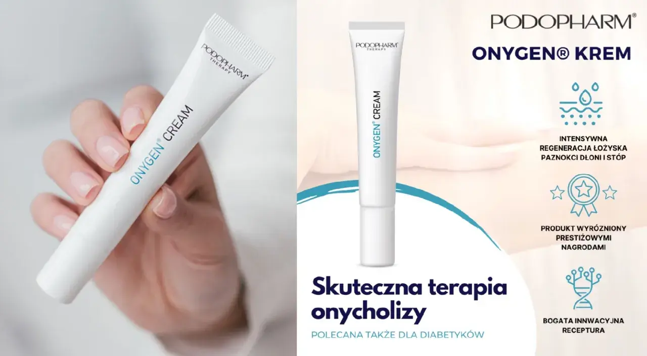 Krem ONYGEN® do intensywnej regeneracji paznokci dłoni i stóp, polecany w terapii onycholizy.