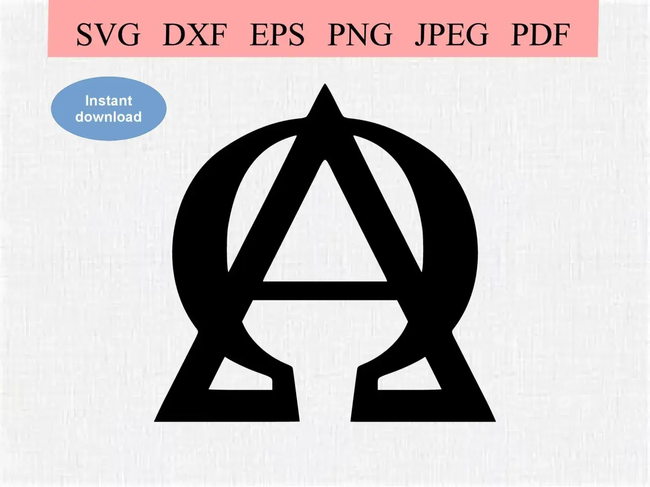 Schwarzes Symbol, das Alpha und Omega vereint, steht für Anfang und Ende. Sofortiger Download verfügbar.