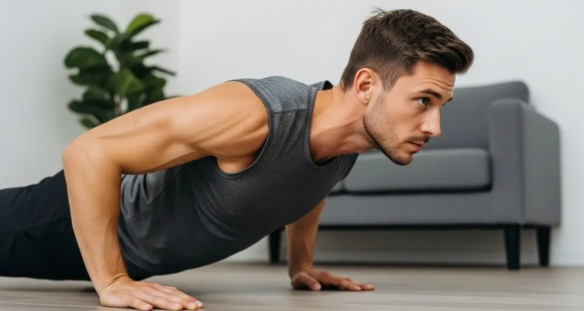 Un homme concentré fait des pompes tous les jours pour rester en forme.