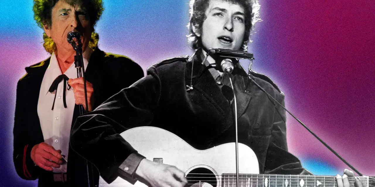 Bob Dylan, icône de la musique, joue de la guitare et de l'harmonica. Ses albums légendaires ont marqué l'histoire.