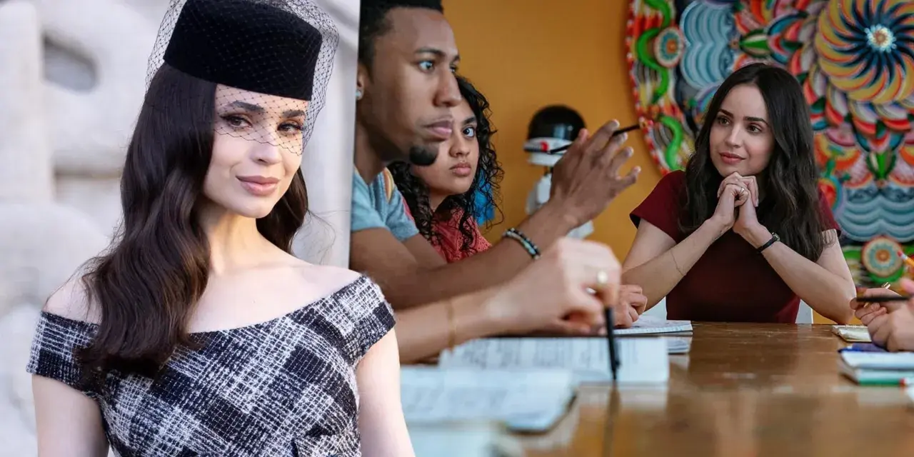 Sofia Carson w eleganckiej kreacji i w scenach z filmów i seriali. Jej wszechstronność w kinie i telewizji zachwyca.