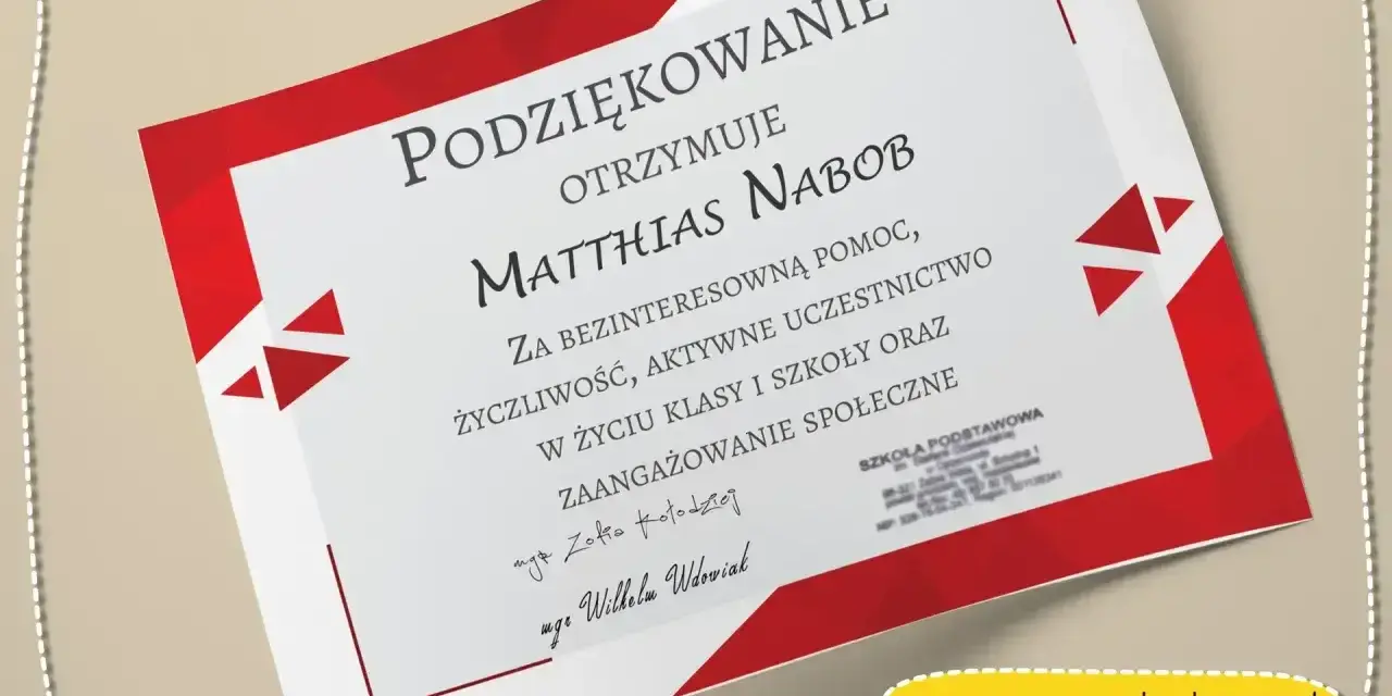 List pochwalny dla nauczyciela od rodziców wzór. Podziękowanie dla Matthiasa Nabob za pomoc, życzliwość i zaangażowanie.