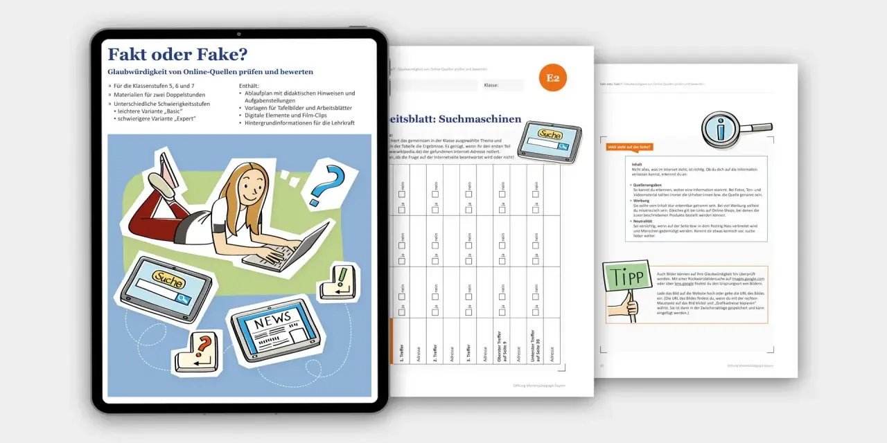 Illustration einer jungen Frau, die auf einem Laptop tippt, umgeben von Icons wie Lupe, Fragezeichen und Nachrichten.