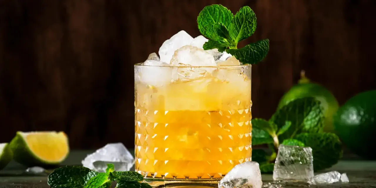 En uppfriskande drink med rom, is och mynta. Perfekt för varma sommardagar.