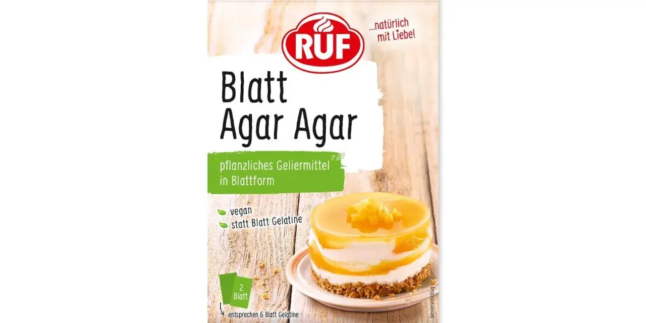 RUF Blatt Agar Agar: eine vegane Alternative zu Blatt Gelatine für köstliche Desserts.