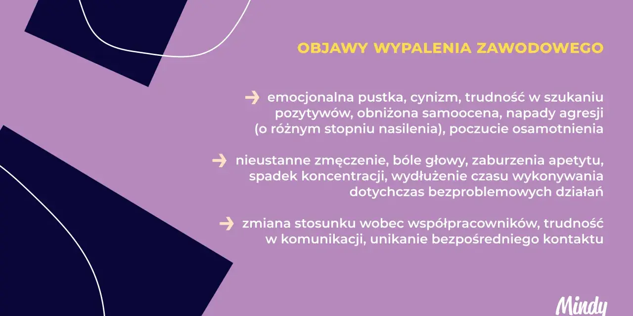 Objawy wypalenia zawodowego: pustka, cynizm, zmęczenie, problemy z koncentracją, trudności w relacjach.